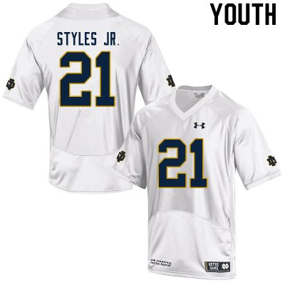 Notre Dame Fighting Irish Youth Lorenzo Styles Jr. #21 White Under Armour Authentic Stitched College NCAA Football Jersey VBV6799LY
